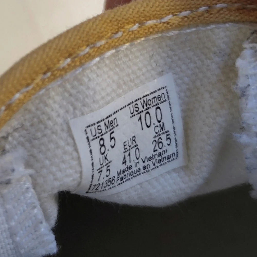 Vans Slip On Gold/White Checkerboard Shoes Women's 10 Men's 8.5 - Picture 8 of 9